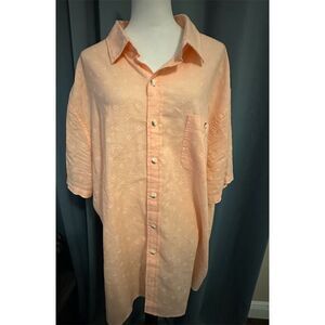 Even Tide Men's 3XL Light Orange Short Sleeve Button-Up Shirt Casual